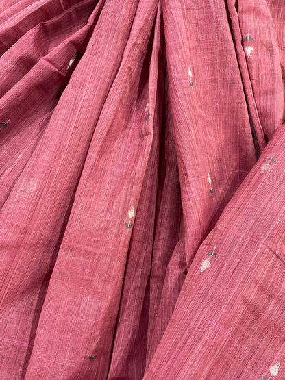 WINE MAROON PURE HANDLOOM PONDRU KHADI SAREE