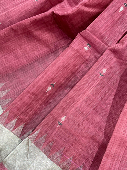 WINE MAROON PURE HANDLOOM PONDRU KHADI SAREE