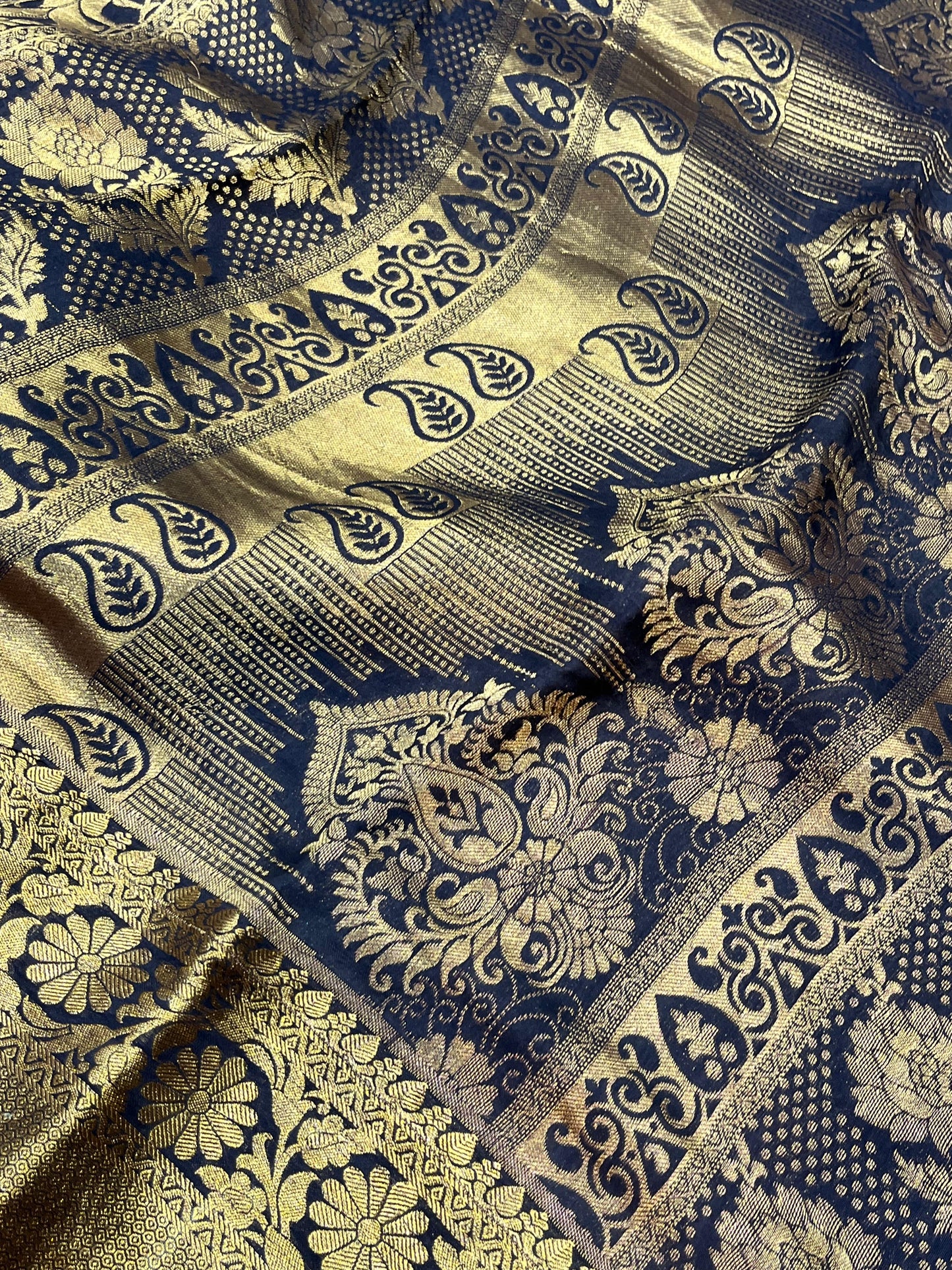 OLIVE GREEN KANJIVARAM SILK PURE HANDLOOM AJRAKH HANDBLOCK PRINT NATURAL DYE