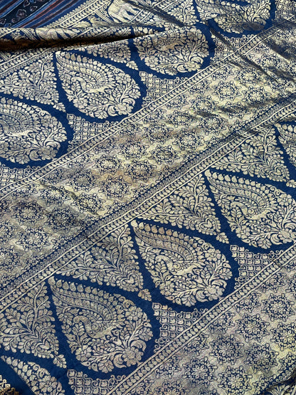 EARTHY MAROON  KANJIVARAM SILK PURE HANDLOOM AJRAKH HANDBLOCK PRINT NATURAL DYE