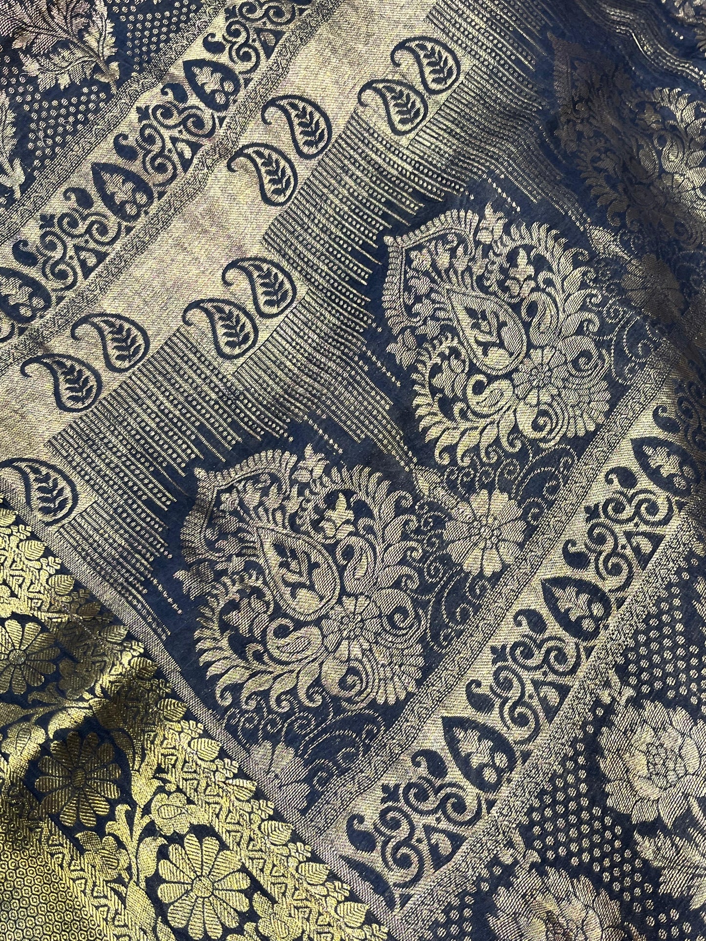 OLIVE GREEN KANJIVARAM SILK PURE HANDLOOM AJRAKH HANDBLOCK PRINT NATURAL DYE
