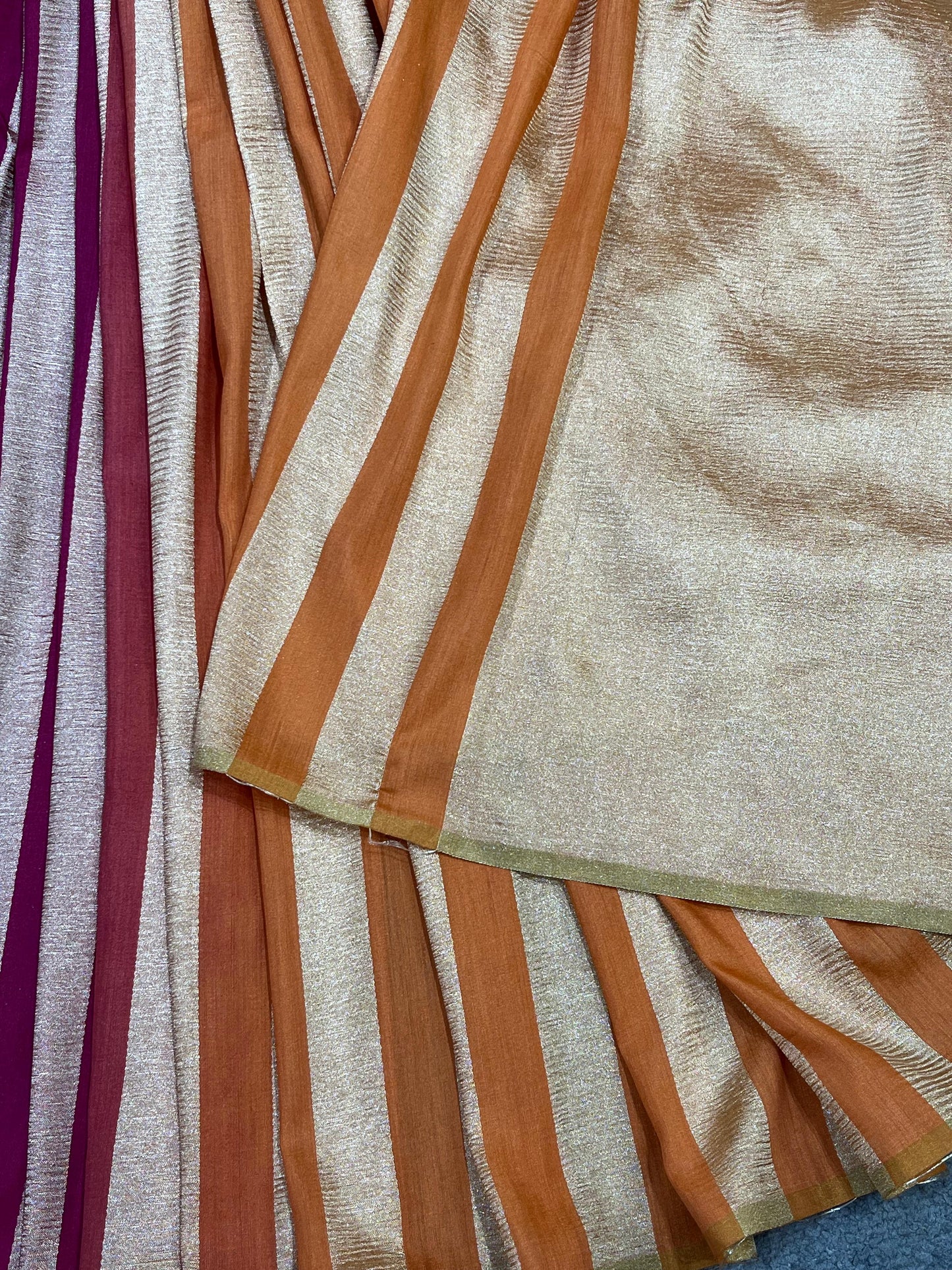 MAGENTA AND ORANGE PURE HANDLOOM MOONGA BANARASI SAREE