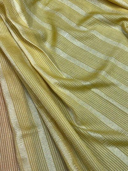 PINK AND GOLDEN YELLOW PURE HANDLOOM MOONGA BANARASI SAREE