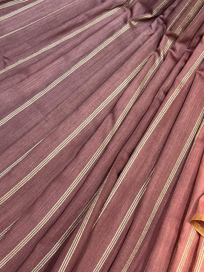 DUSTY MAUVE AND PINK PURE HANDLOOM MOONGA BANARASI SAREE