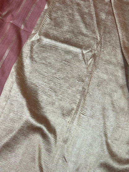 DUSTY MAUVE AND PINK PURE HANDLOOM MOONGA BANARASI SAREE