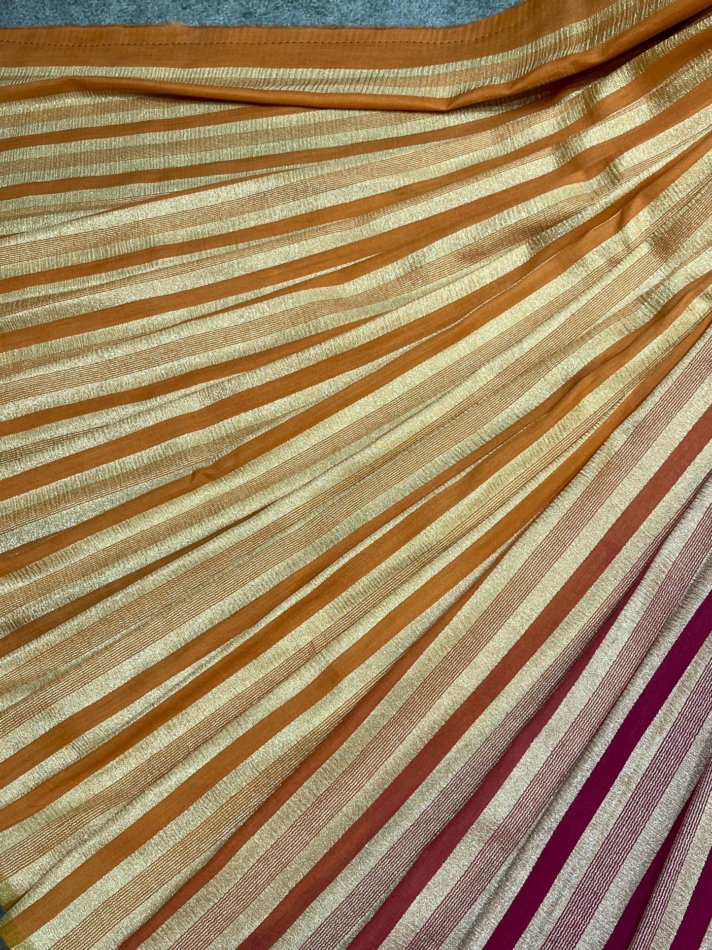 BURNT ORANGE AND MAGENTA PURE HANDLOOM MOONGA BANARASI SAREE