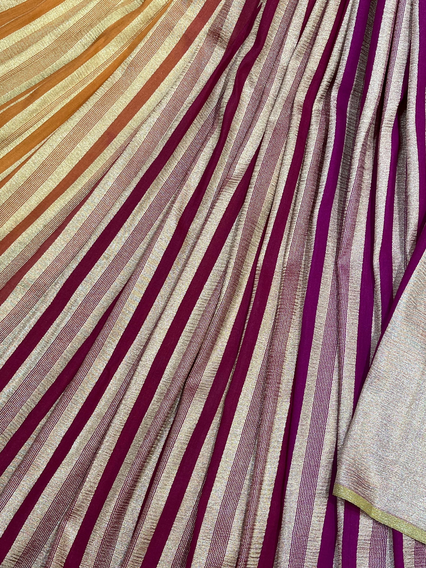BURNT ORANGE AND MAGENTA PURE HANDLOOM MOONGA BANARASI SAREE