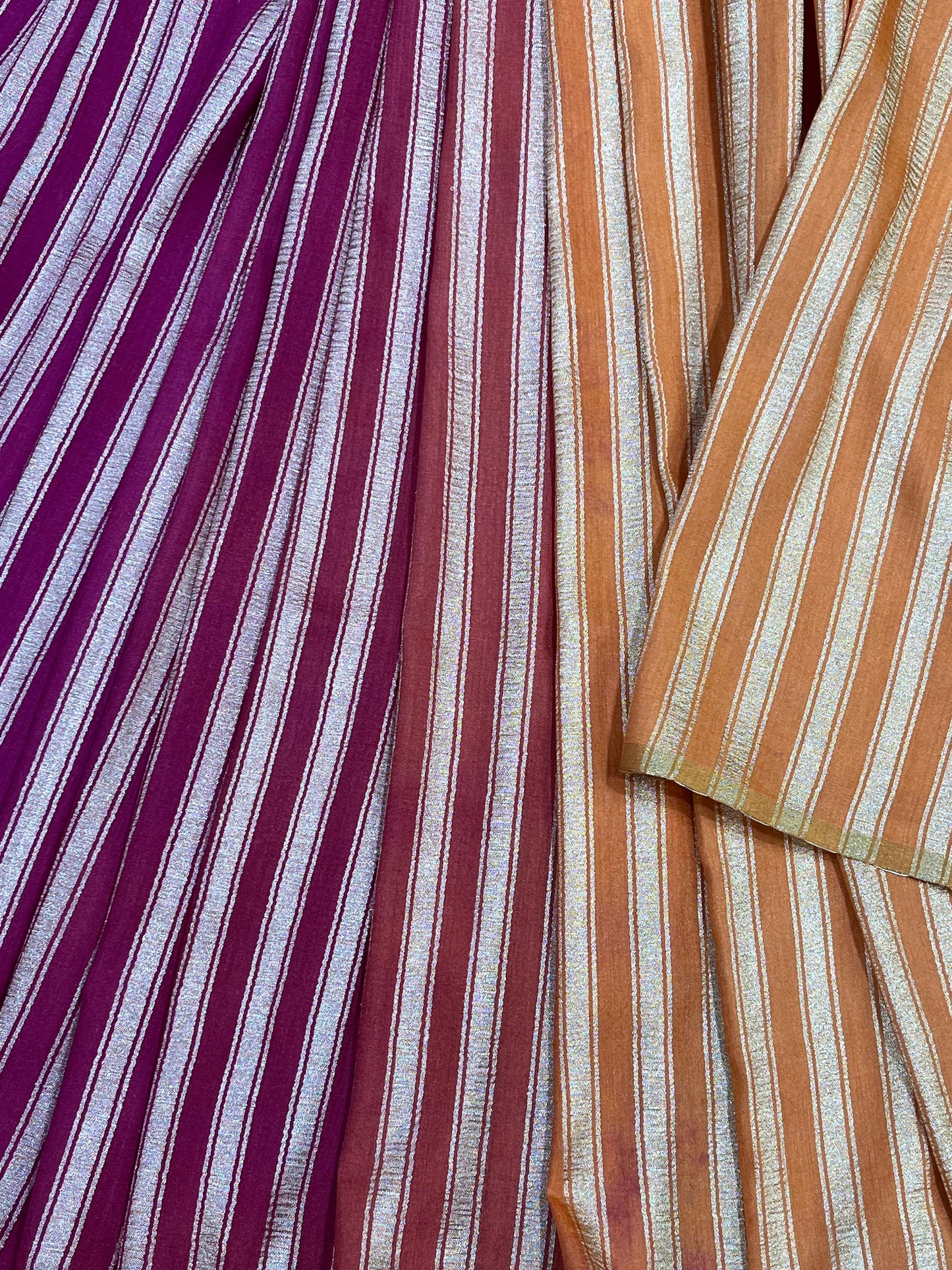 MAGENTA AND PEACH ORANGE PURE HANDLOOM MOONGA BANARASI SAREE