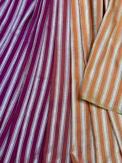 MAGENTA AND PEACH ORANGE PURE HANDLOOM MOONGA BANARASI SAREE