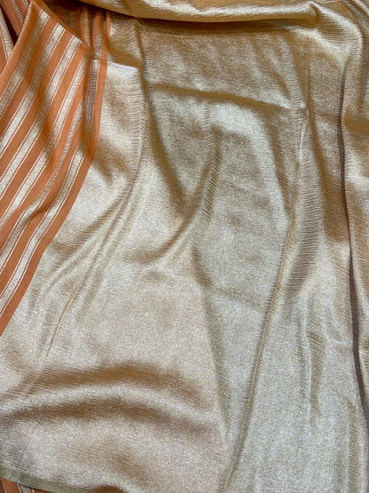 MAGENTA AND PEACH ORANGE PURE HANDLOOM MOONGA BANARASI SAREE