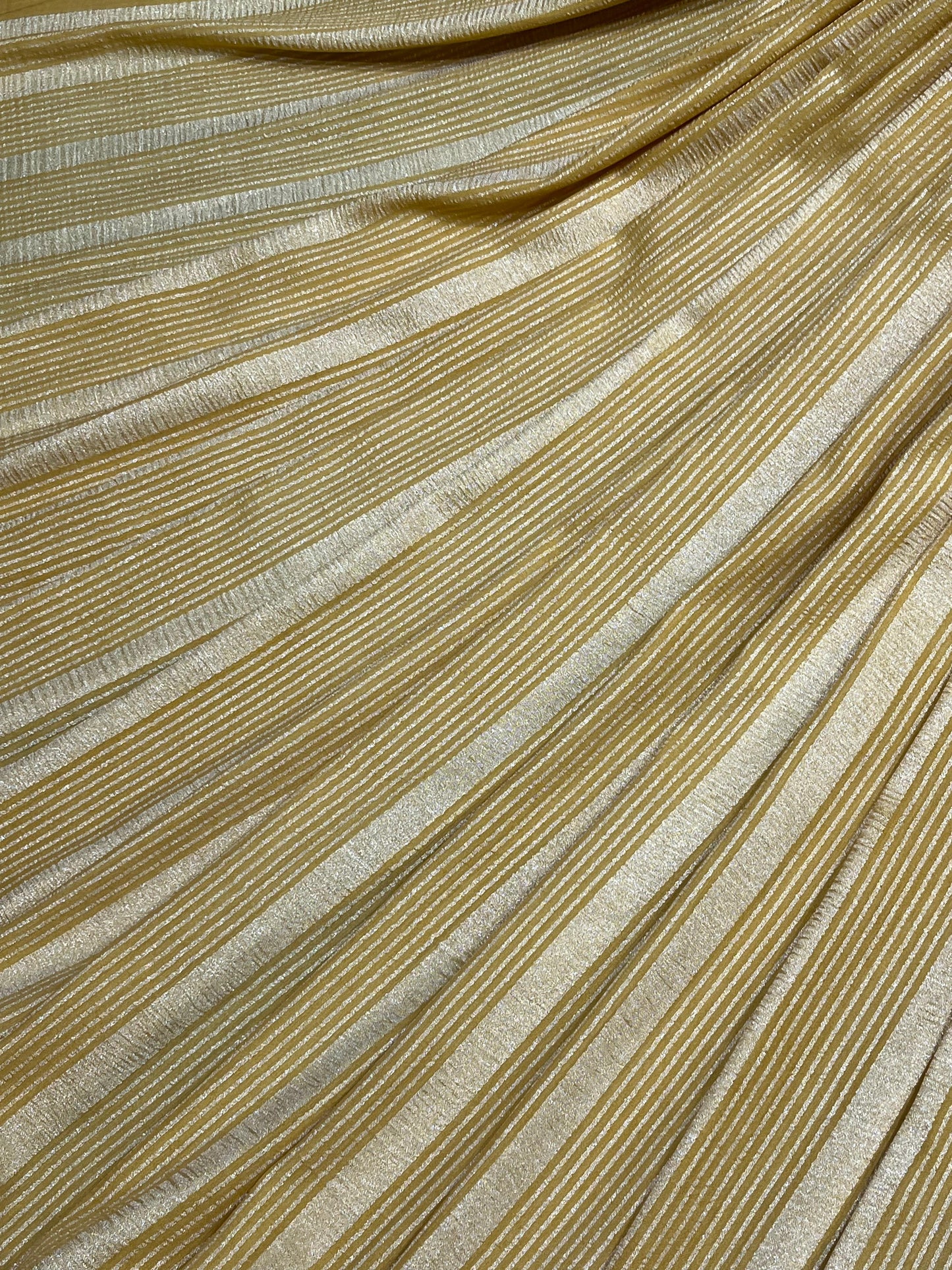 MUSTARD YELLOW AND IVORY PURE HANDLOOM MOONGA BANARASI SAREE