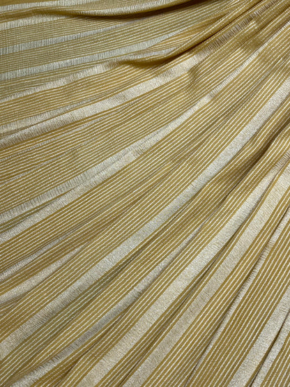 MUSTARD YELLOW AND IVORY PURE HANDLOOM MOONGA BANARASI SAREE