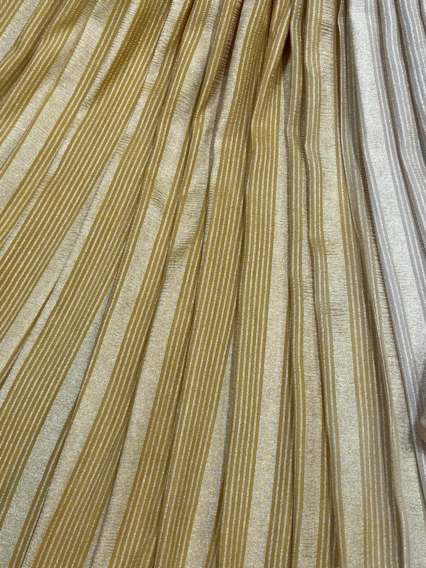 MUSTARD YELLOW AND IVORY PURE HANDLOOM MOONGA BANARASI SAREE