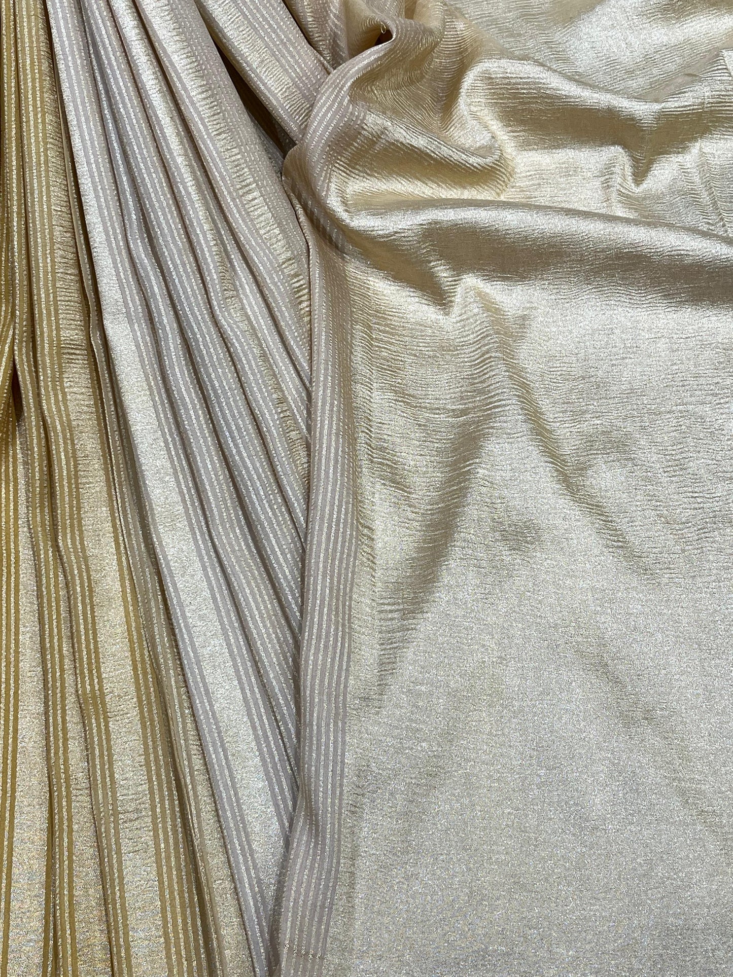 MUSTARD YELLOW AND IVORY PURE HANDLOOM MOONGA BANARASI SAREE