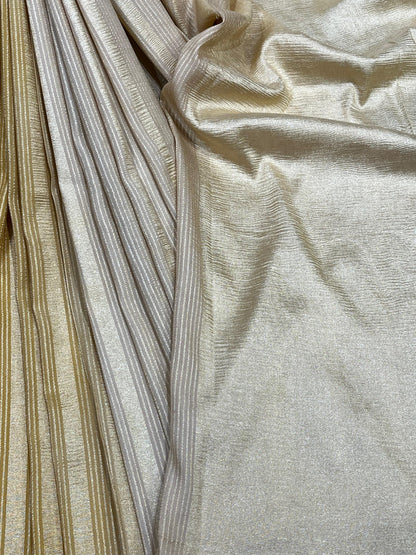 MUSTARD YELLOW AND IVORY PURE HANDLOOM MOONGA BANARASI SAREE
