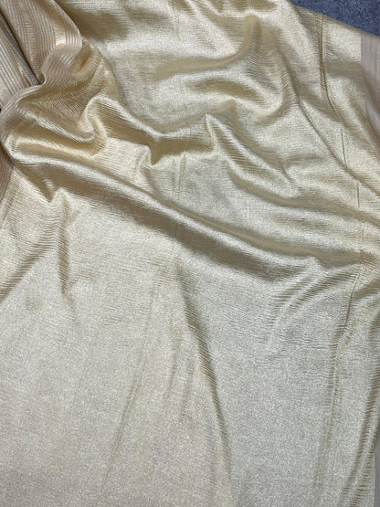 MUSTARD YELLOW AND IVORY PURE HANDLOOM MOONGA BANARASI SAREE