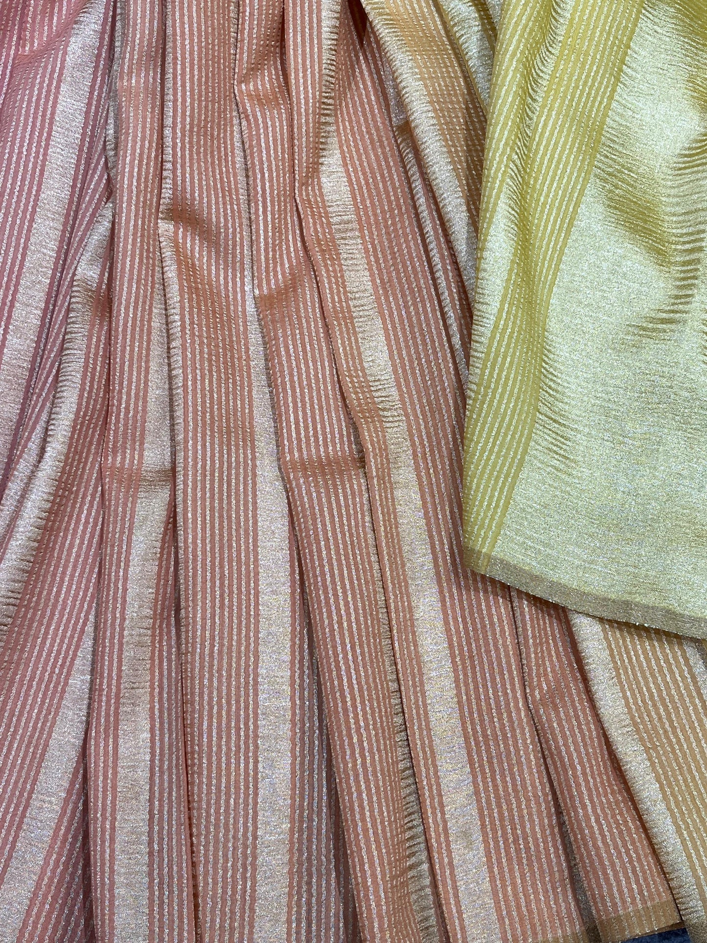 PINK AND GOLDEN YELLOW PURE HANDLOOM MOONGA BANARASI SAREE