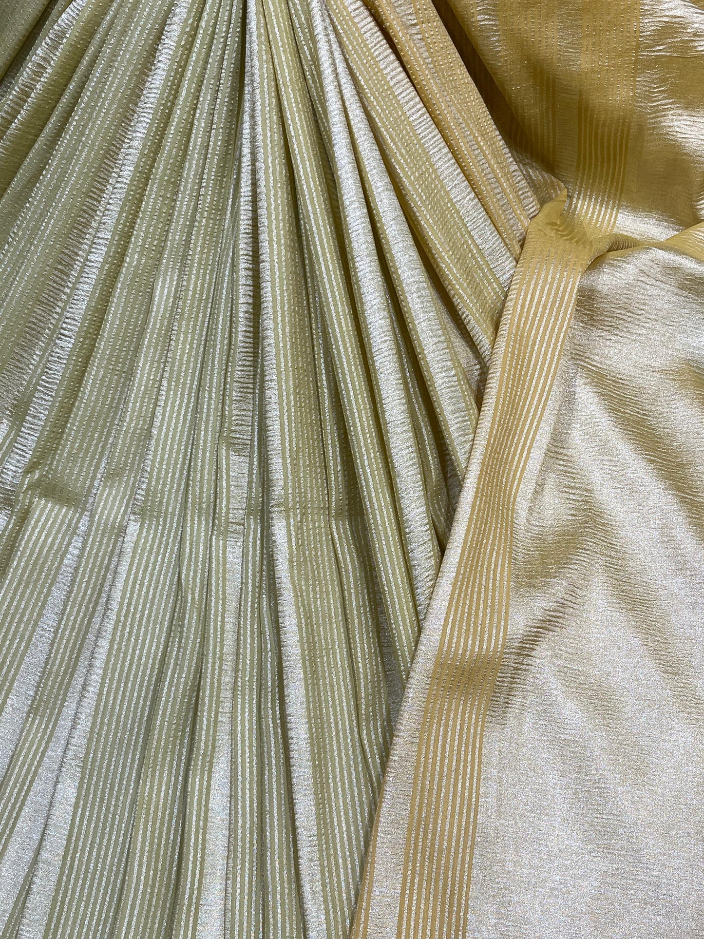 IVORY AND GOLDEN YELLOW PURE HANDLOOM MOONGA BANARASI SAREE