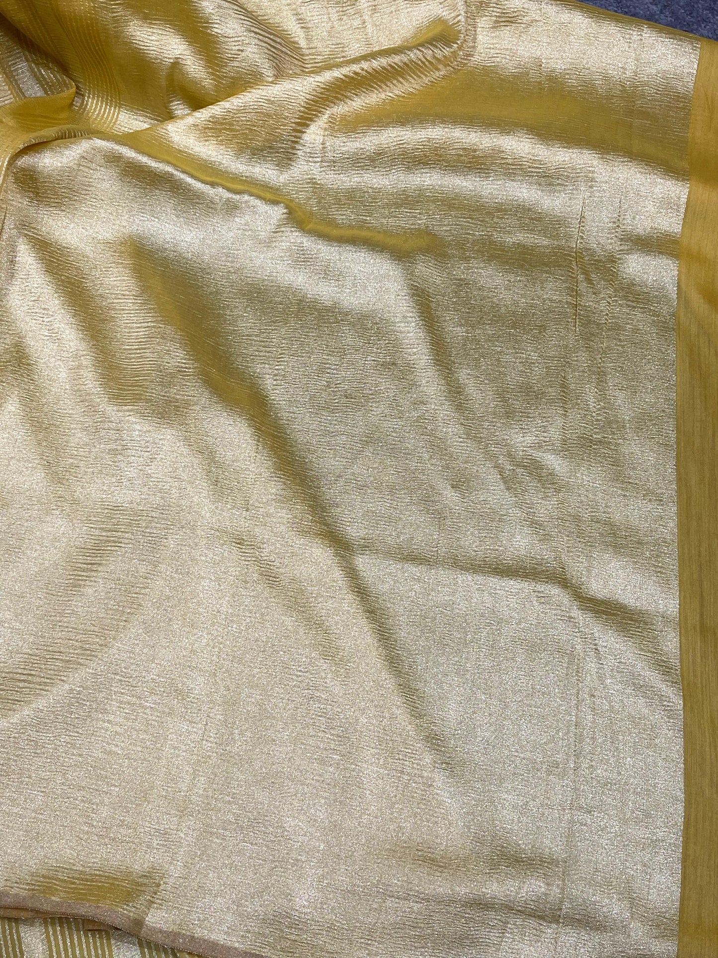 IVORY AND GOLDEN YELLOW PURE HANDLOOM MOONGA BANARASI SAREE