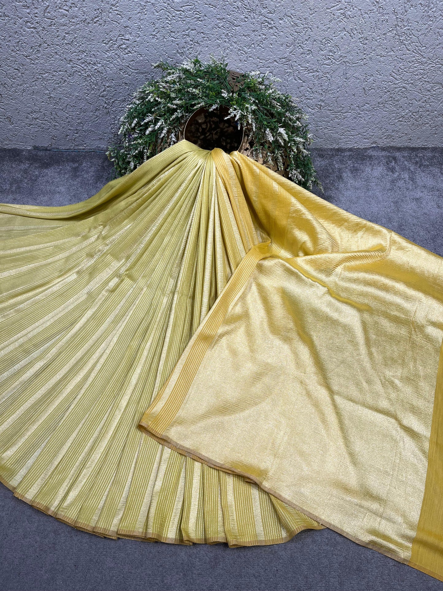 IVORY AND GOLDEN YELLOW PURE HANDLOOM MOONGA BANARASI SAREE