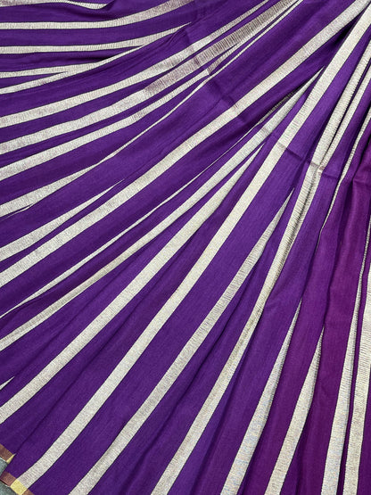 PURPLE AND MAGENTA PURE HANDLOOM MOONGA BANARASI SAREE