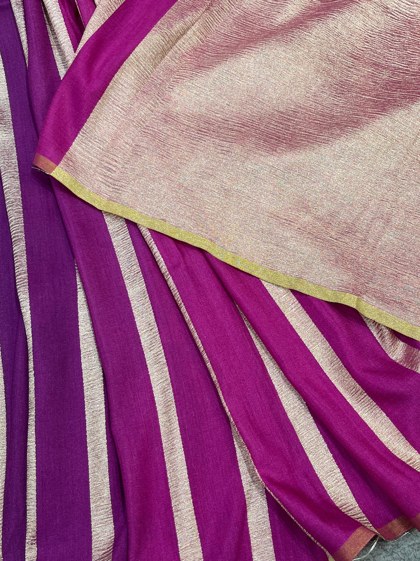 PURPLE AND MAGENTA PURE HANDLOOM MOONGA BANARASI SAREE