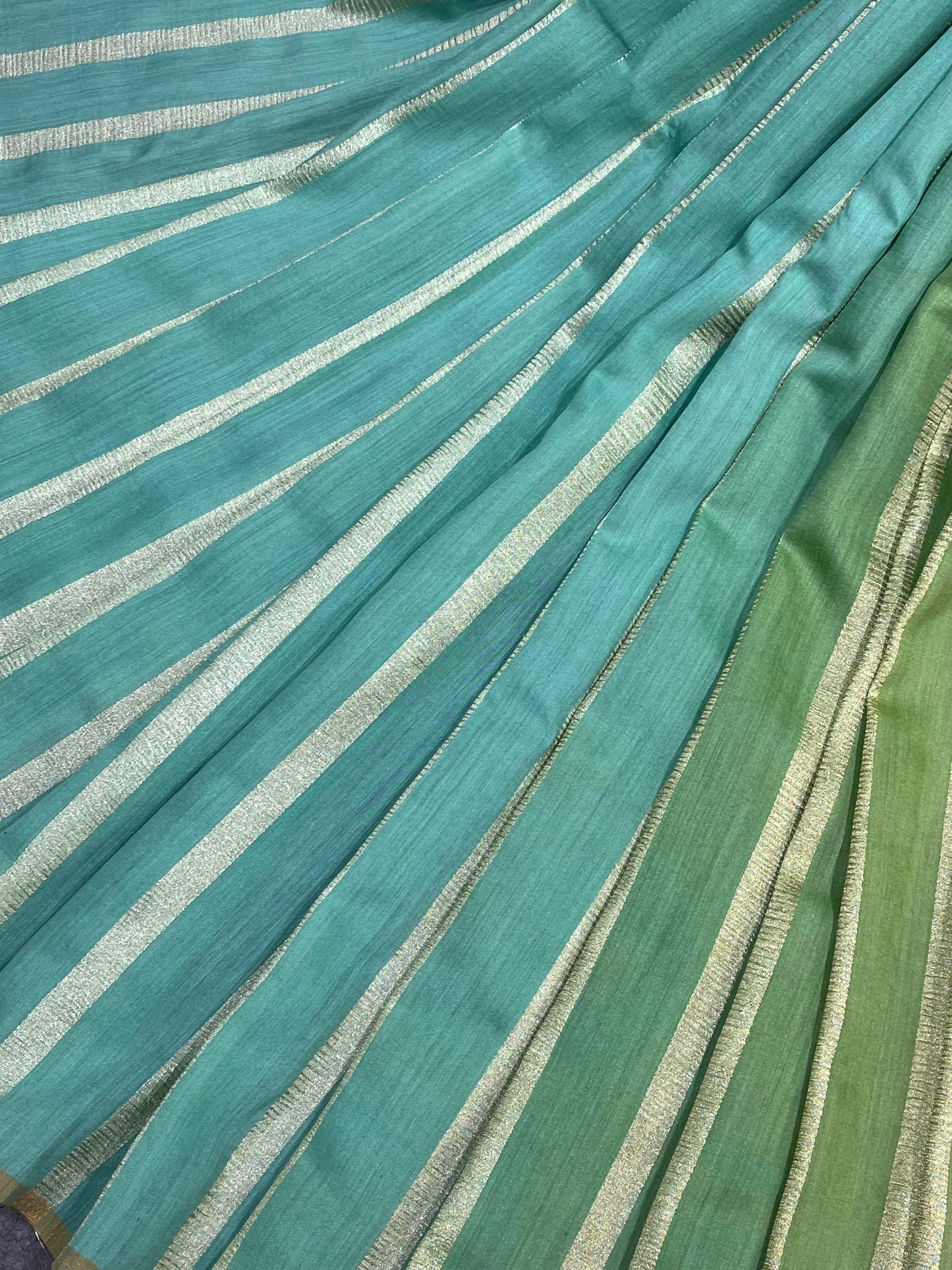 AQUA GREEN AND BLUE PURE HANDLOOM MOONGA BANARASI SAREE