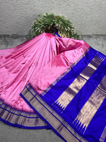 PINK SILK PURE HANDLOOM IRKAL SAREE