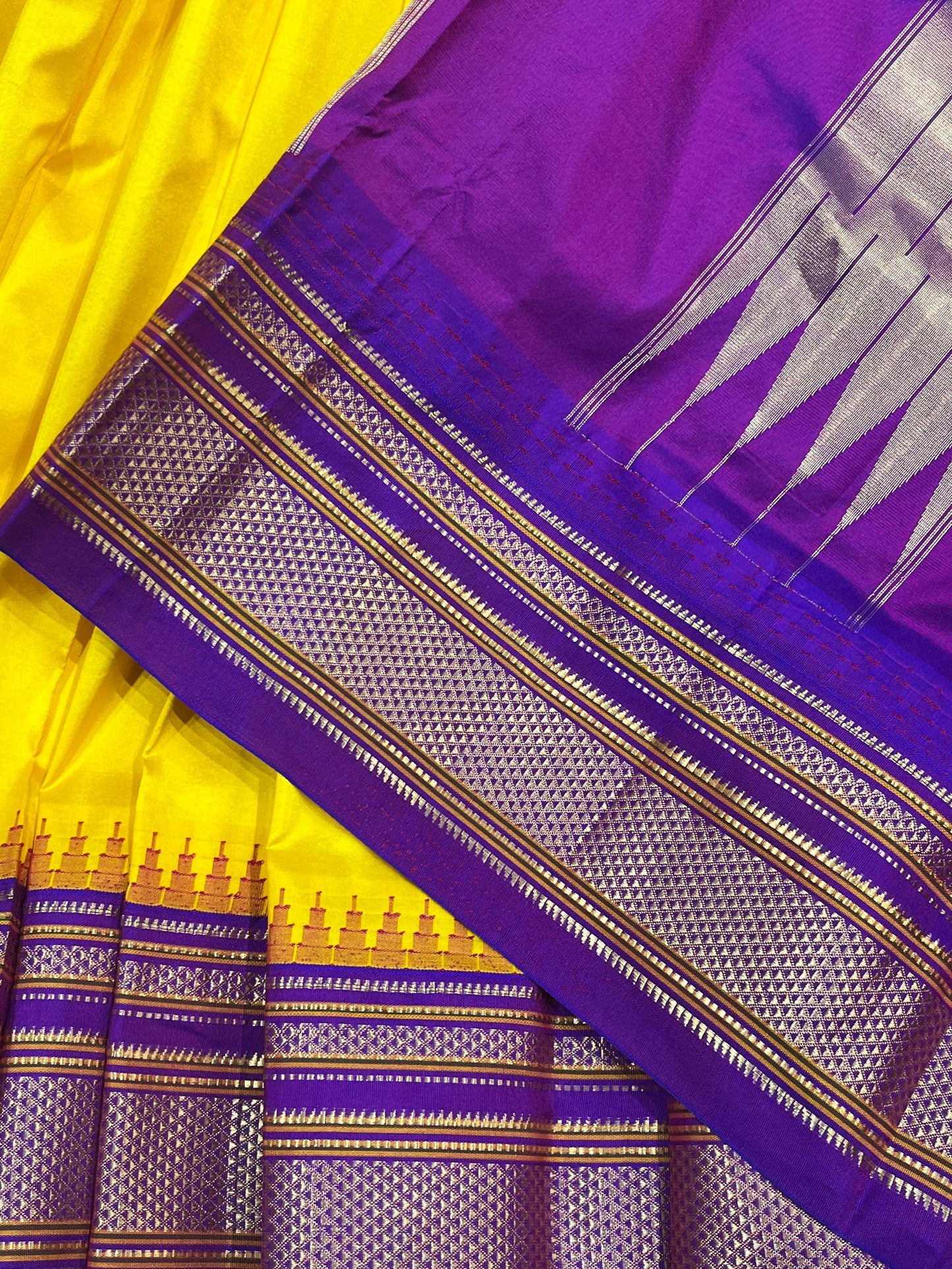 YELLOW SILK PURE HANDLOOM IRKAL SAREE