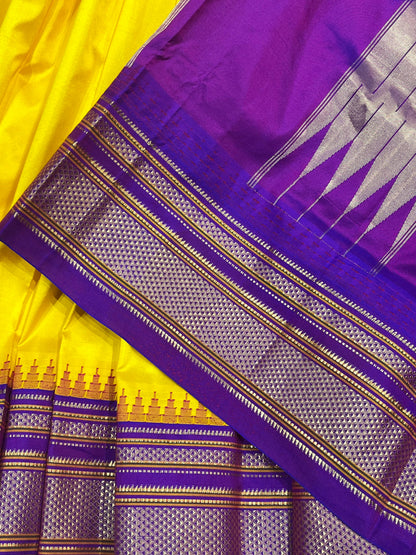 YELLOW SILK PURE HANDLOOM IRKAL SAREE