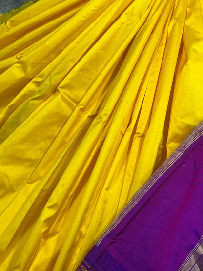 YELLOW SILK PURE HANDLOOM IRKAL SAREE