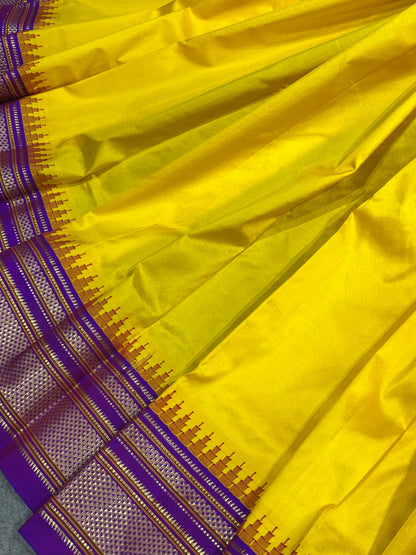 YELLOW SILK PURE HANDLOOM IRKAL SAREE