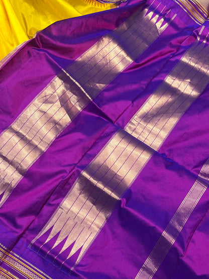 YELLOW SILK PURE HANDLOOM IRKAL SAREE