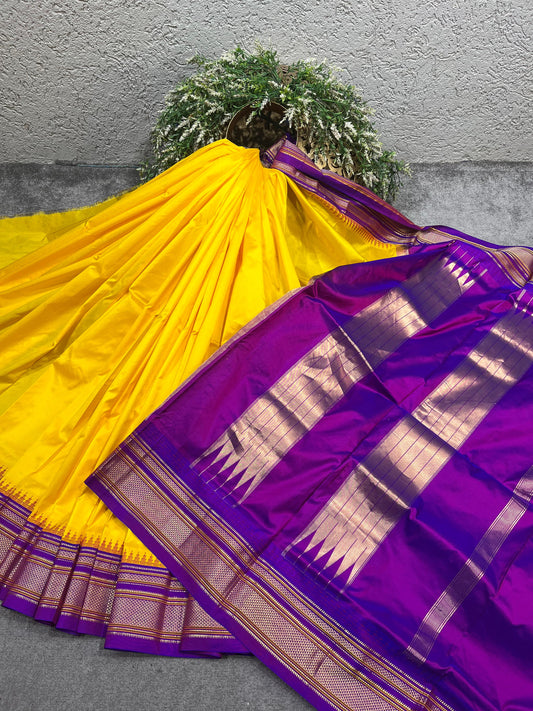 YELLOW SILK PURE HANDLOOM IRKAL SAREE