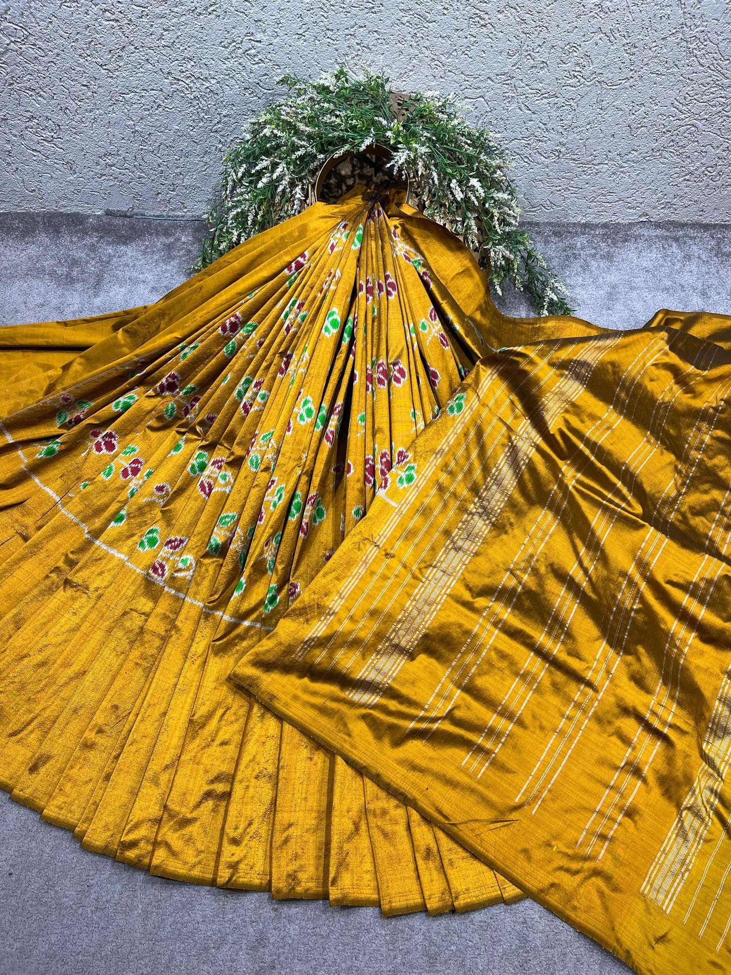 MUSTARD YELLOW SILK PURE HANDLOOM IKKAT SAREE
