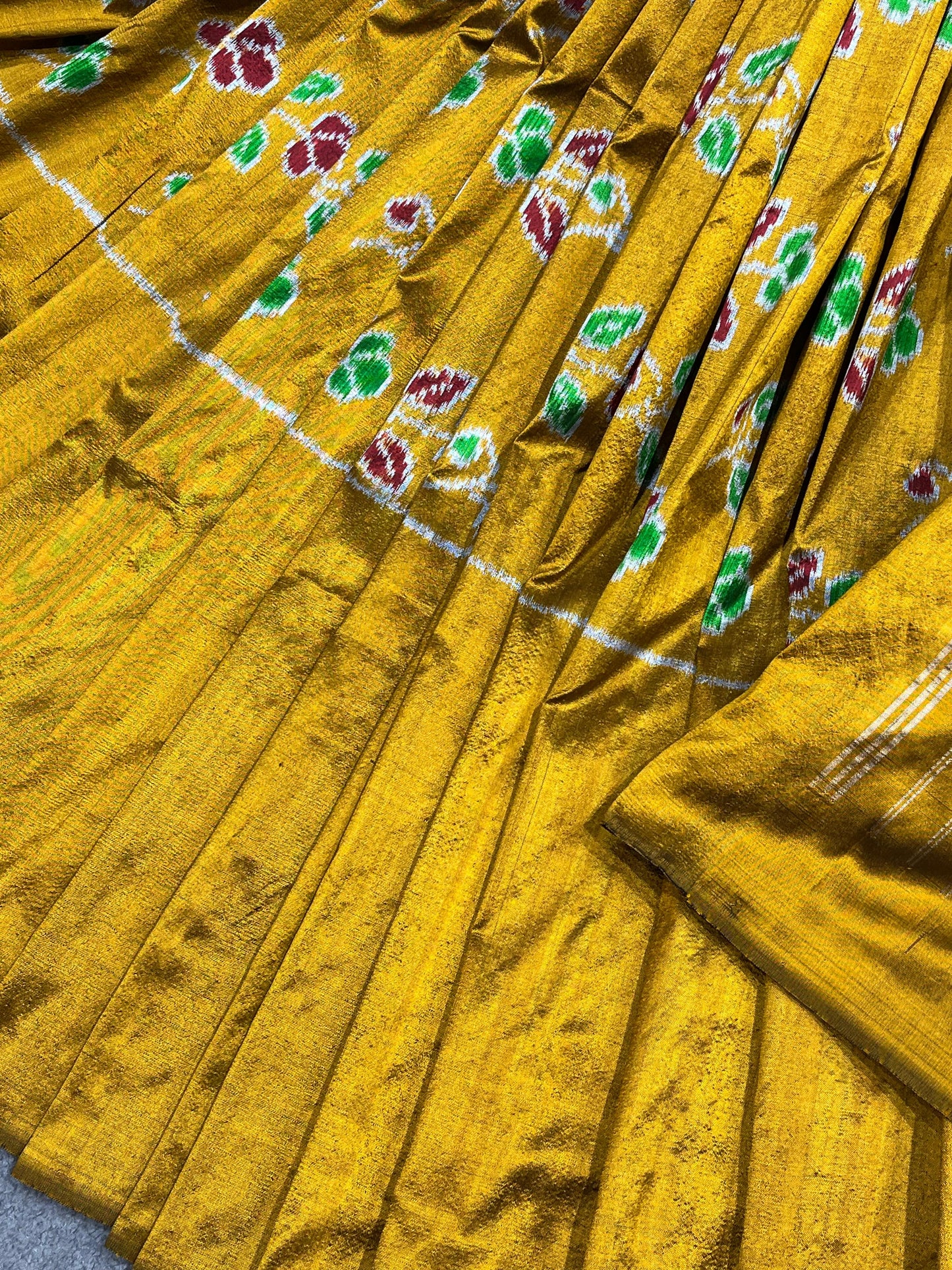 MUSTARD YELLOW SILK PURE HANDLOOM IKKAT SAREE