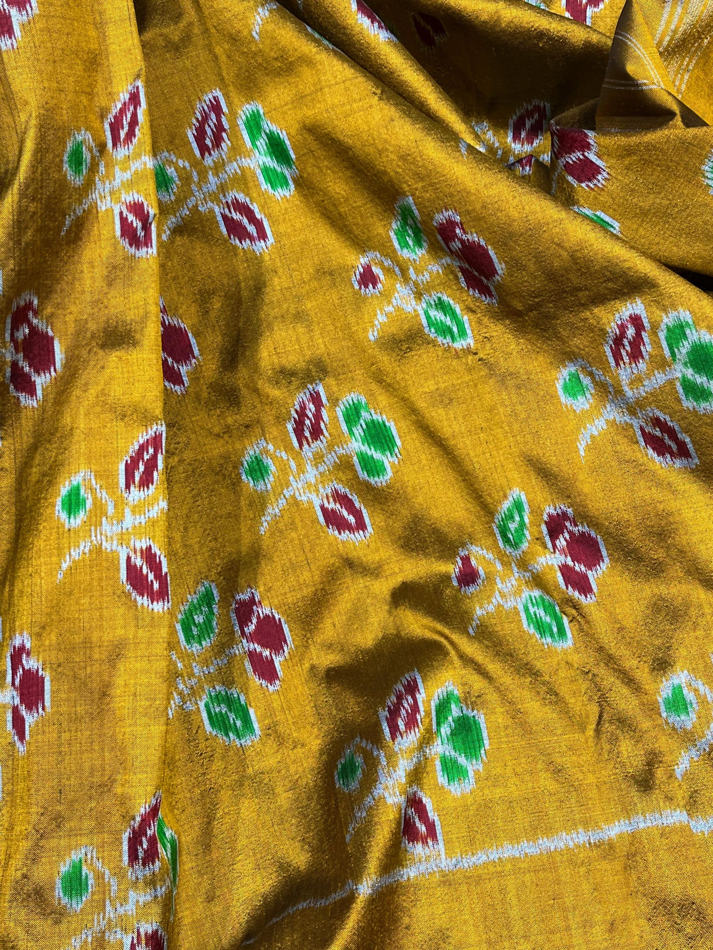 MUSTARD YELLOW SILK PURE HANDLOOM IKKAT SAREE