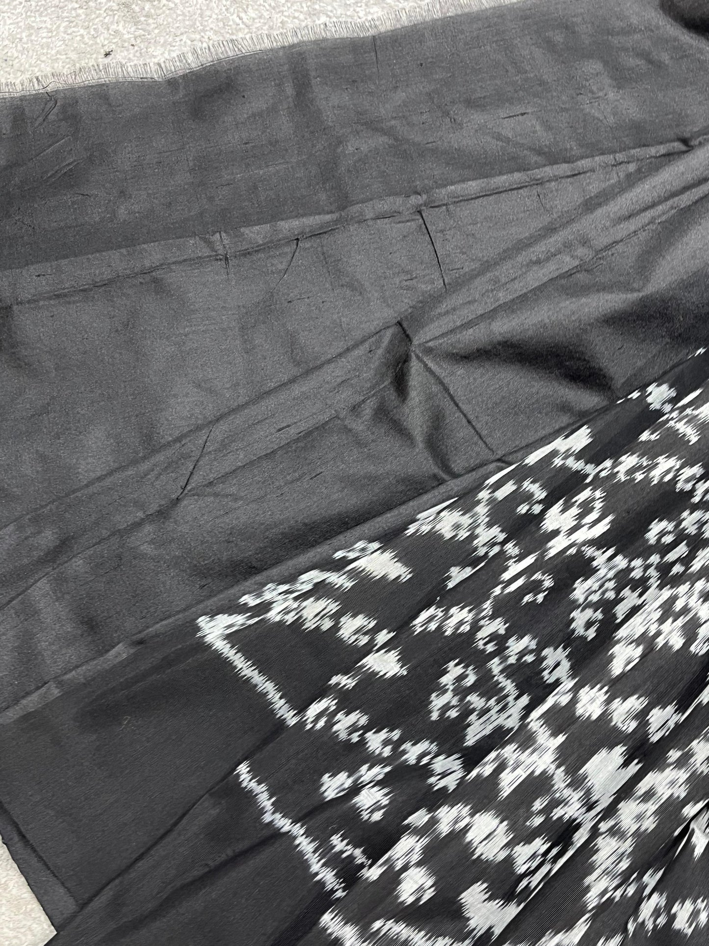 BLACK LINEN PURE HANDLOOM IKKAT SAREE