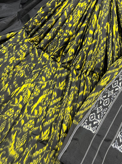 BLACK SILK PURE HANDLOOM IKKAT SAREE