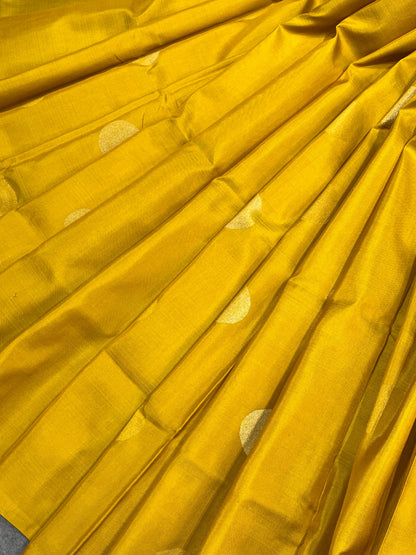 MUSTARD YELLOW SILK PURE HANDLOOM UPPADA JAMDANI SAREE