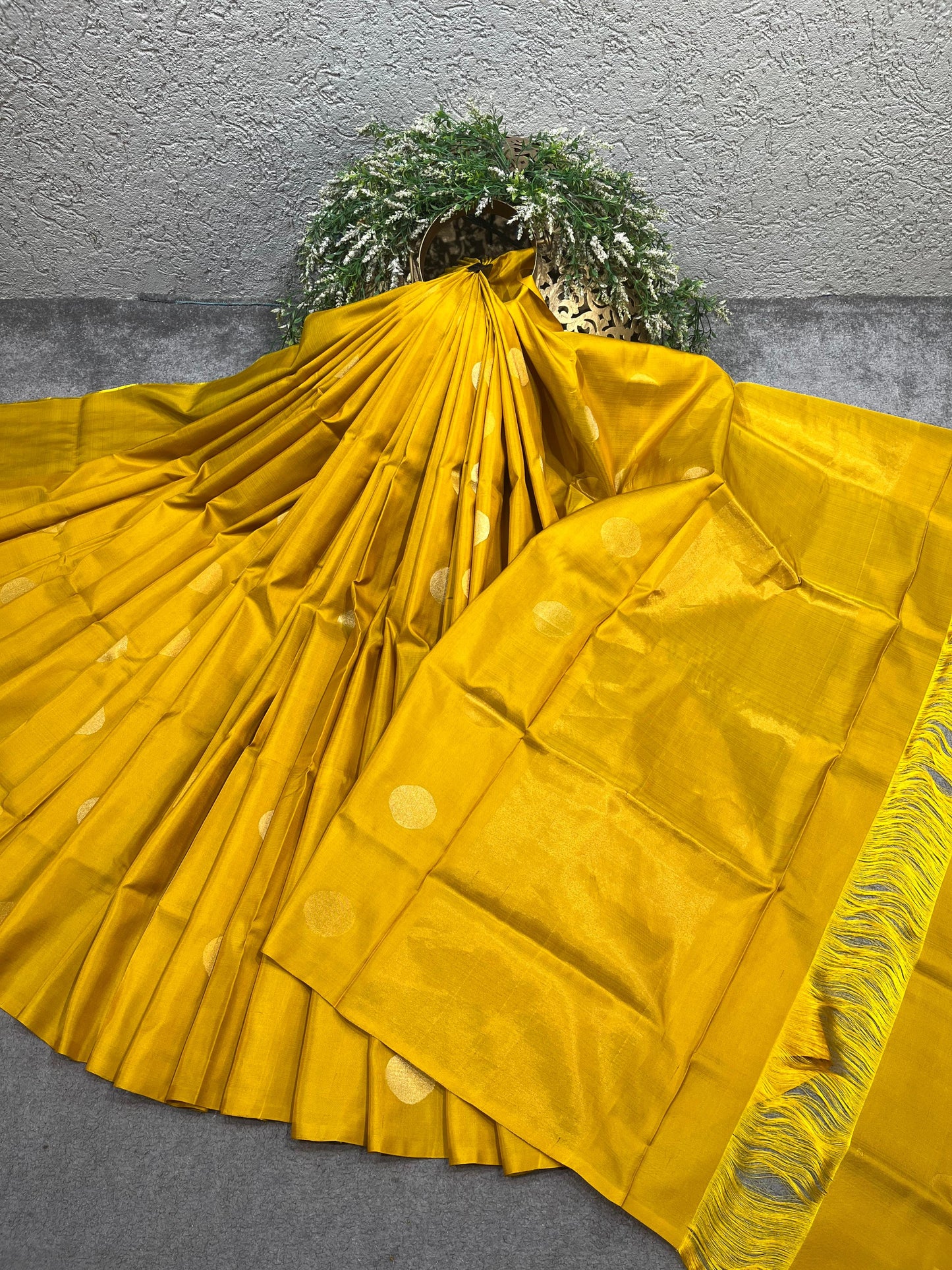 MUSTARD YELLOW SILK PURE HANDLOOM UPPADA JAMDANI SAREE