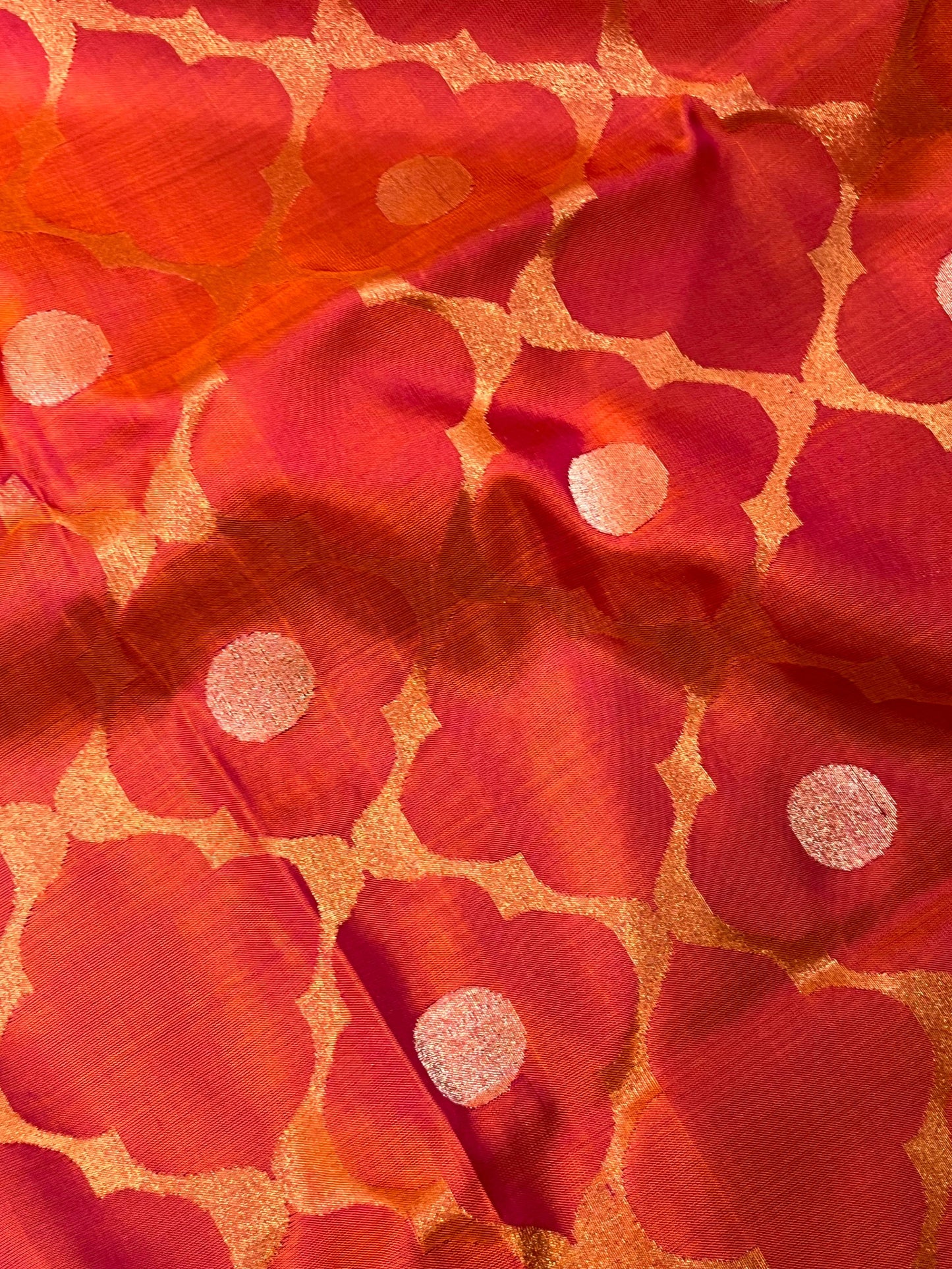 PINK AND ORANGE SILK PURE HANDLOOM UPPADA JAMDANI SAREE