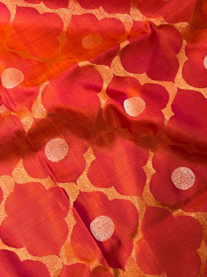 PINK AND ORANGE SILK PURE HANDLOOM UPPADA JAMDANI SAREE