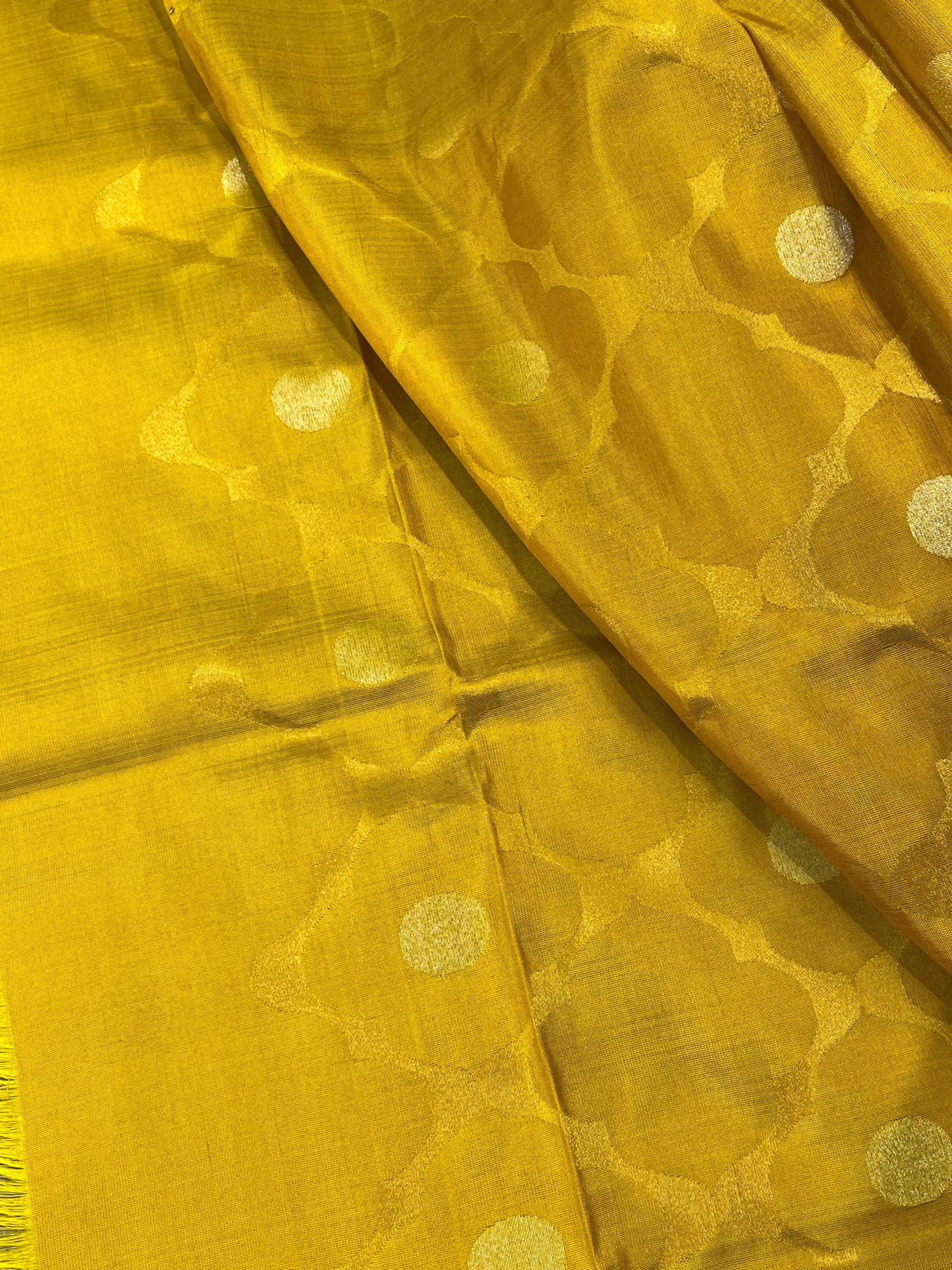 MUSTARD YELLOW SILK PURE HANDLOOM UPPADA JAMDANI SAREE