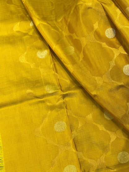 MUSTARD YELLOW SILK PURE HANDLOOM UPPADA JAMDANI SAREE