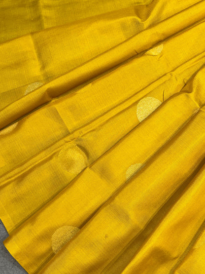 MUSTARD YELLOW SILK PURE HANDLOOM UPPADA JAMDANI SAREE