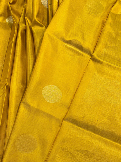 MUSTARD YELLOW SILK PURE HANDLOOM UPPADA JAMDANI SAREE