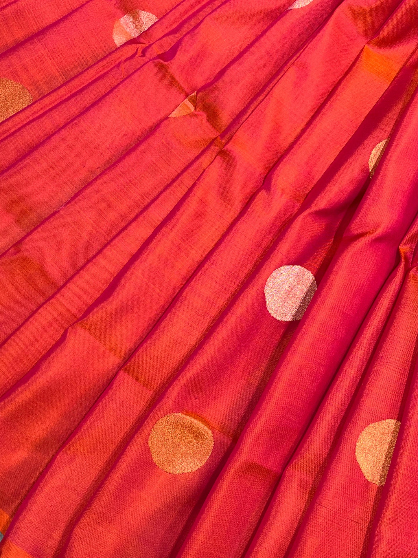 PINK AND ORANGE SILK PURE HANDLOOM UPPADA JAMDANI SAREE