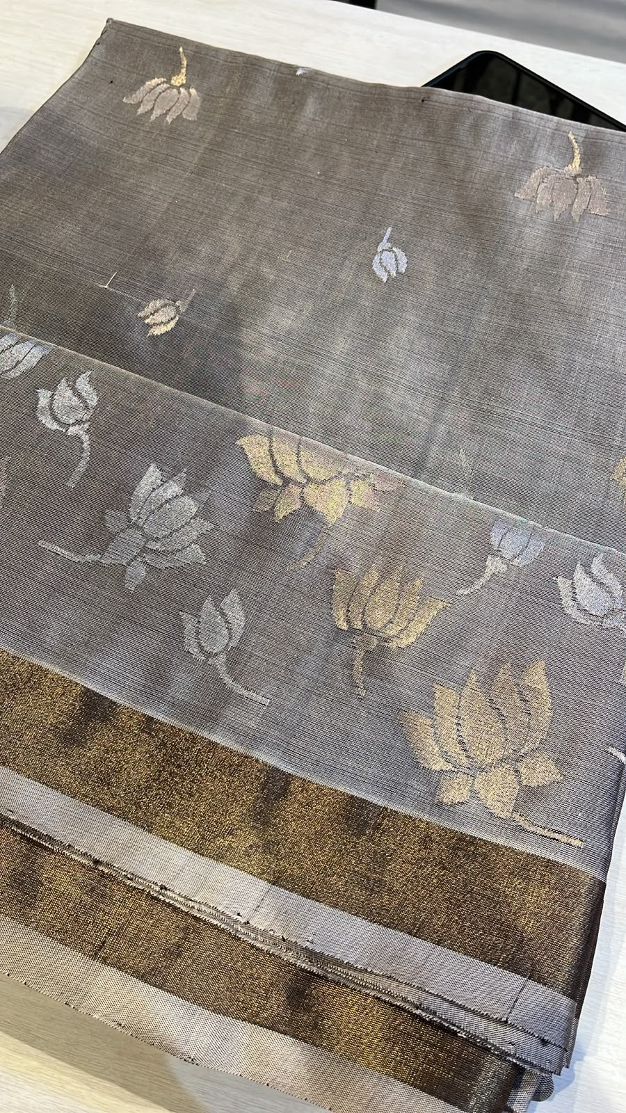 GREY SILK PURE HANDLOOM UPPADA JAMDANI SAREE
