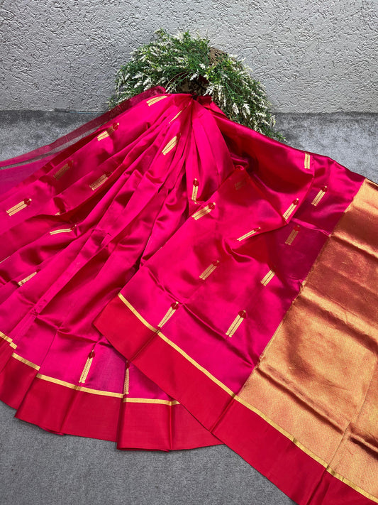RAANI PINK SILK PURE HANDLOOM CHANDERI SAREE